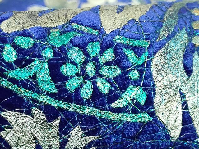 平和屋着物＊極上　夏物　太鼓柄袋帯　銀駒刺繍　洋花文　銀彩　逸品　DZAB8098kh6