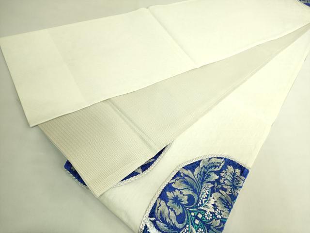 平和屋着物＊極上　夏物　太鼓柄袋帯　銀駒刺繍　洋花文　銀彩　逸品　DZAB8098kh6