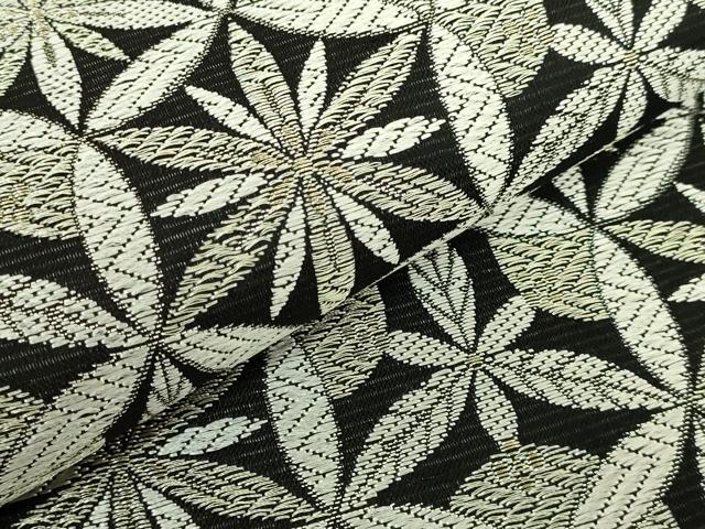 平和屋着物＊極上　夏物　六通柄袋帯　唐織　花　黒地　金銀糸　逸品　DZAB8099kh6