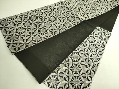 平和屋着物＊極上　夏物　六通柄袋帯　唐織　花　黒地　金銀糸　逸品　DZAB8099kh6