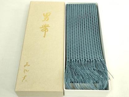 平和屋本店＊極上　夏物　男性　角帯　羅　御召茶色地　みや古謹製　共箱付き　逸品　未使用　DZAB8100kh6
