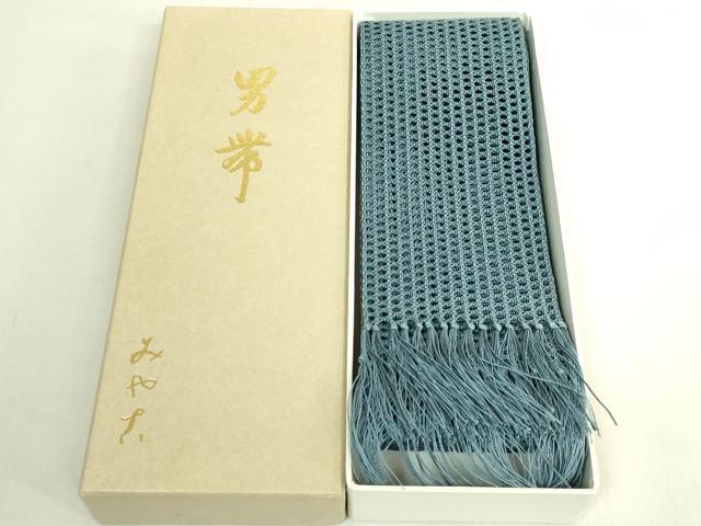 平和屋本店＊極上　夏物　男性　角帯　羅　御召茶色地　みや古謹製　共箱付き　逸品　未使用　DZAB8100kh6