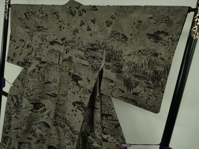 平和屋本店●極上　白泥染の第一人者・絣の魔術師 恵積五郎 本場大島紬 恵大島織物謹製 9マルキ 泥染 琳派 証紙付き 逸品　DZAB8101kh6