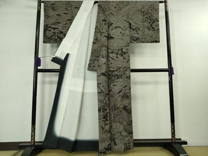 平和屋本店●極上　白泥染の第一人者・絣の魔術師 恵積五郎 本場大島紬 恵大島織物謹製 9マルキ 泥染 琳派 証紙付き 逸品　DZAB8101kh6