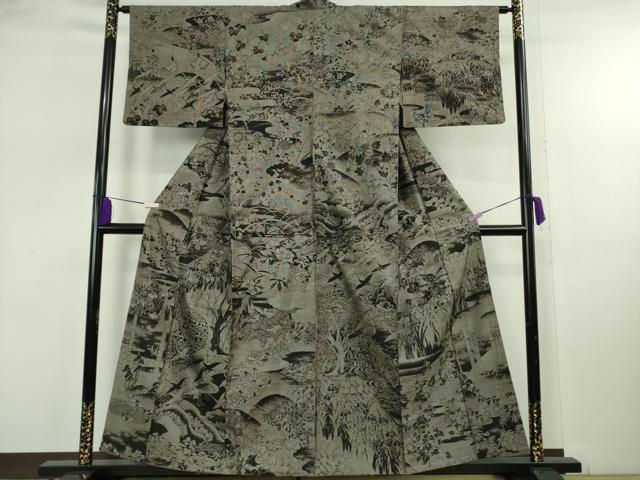 平和屋着物●極上　白泥染の第一人者・絣の魔術師　恵積五郎　本場大島紬　恵大島織物謹製　9マルキ　泥染　琳派　逸品　DZAB8104kh6