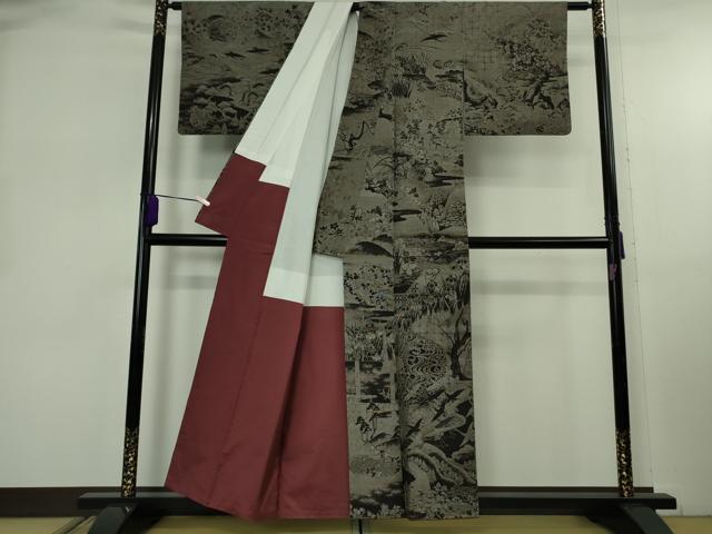 平和屋着物●極上　白泥染の第一人者・絣の魔術師　恵積五郎　本場大島紬　恵大島織物謹製　9マルキ　泥染　琳派　逸品　DZAB8104kh6