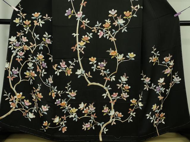 平和屋本店●極上　創業460年・千總　訪問着　駒刺繍　橘　黒地　金彩　大丸扱い　逸品　未使用　DZAB8111kh6