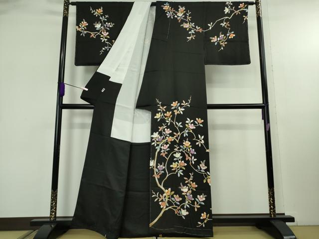 平和屋本店●極上　創業460年・千總　訪問着　駒刺繍　橘　黒地　金彩　大丸扱い　逸品　未使用　DZAB8111kh6