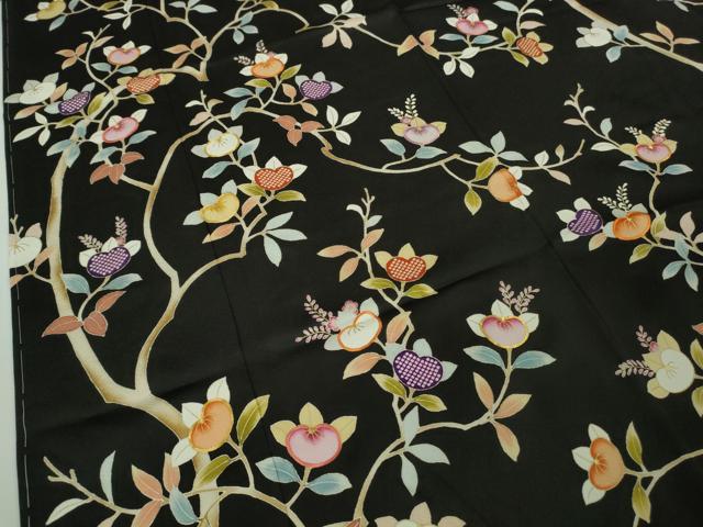 平和屋本店●極上　創業460年・千總　訪問着　駒刺繍　橘　黒地　金彩　大丸扱い　逸品　未使用　DZAB8111kh6