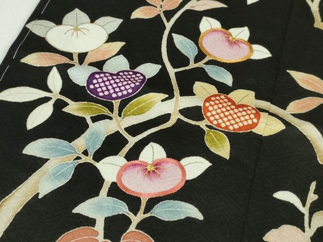 平和屋本店●極上　創業460年・千總　訪問着　駒刺繍　橘　黒地　金彩　大丸扱い　逸品　未使用　DZAB8111kh6