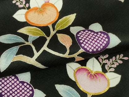 平和屋本店●極上　創業460年・千總　訪問着　駒刺繍　橘　黒地　金彩　大丸扱い　逸品　未使用　DZAB8111kh6