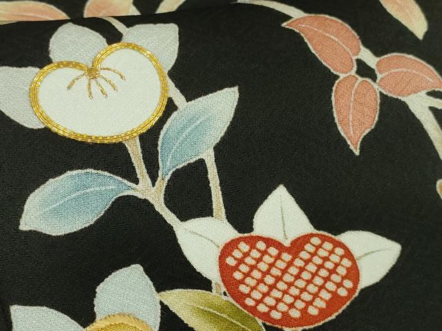 平和屋本店●極上　創業460年・千總　訪問着　駒刺繍　橘　黒地　金彩　大丸扱い　逸品　未使用　DZAB8111kh6