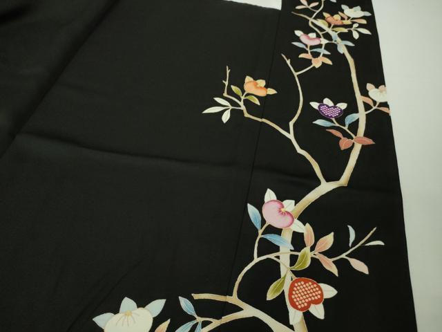 平和屋本店●極上　創業460年・千總　訪問着　駒刺繍　橘　黒地　金彩　大丸扱い　逸品　未使用　DZAB8111kh6