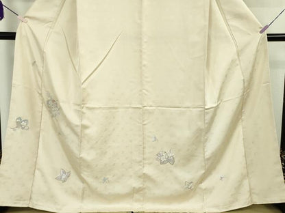 平和屋本店●極上　訪問着　総刺繍　吉祥花文　御所車　砥粉色地　金銀糸　逸品　未使用　DZAB8114kh6