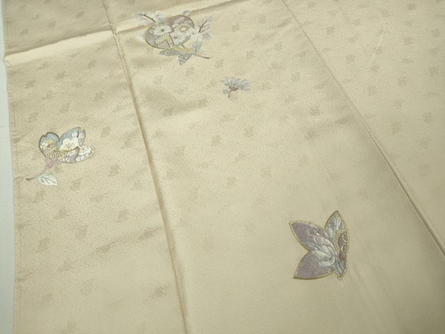 平和屋本店●極上　訪問着　総刺繍　吉祥花文　御所車　砥粉色地　金銀糸　逸品　未使用　DZAB8114kh6