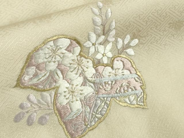 平和屋本店●極上　訪問着　総刺繍　吉祥花文　御所車　砥粉色地　金銀糸　逸品　未使用　DZAB8114kh6