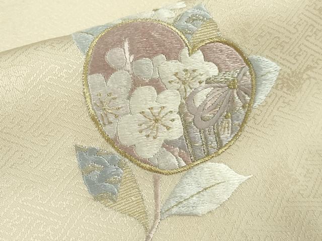 平和屋本店●極上　訪問着　総刺繍　吉祥花文　御所車　砥粉色地　金銀糸　逸品　未使用　DZAB8114kh6