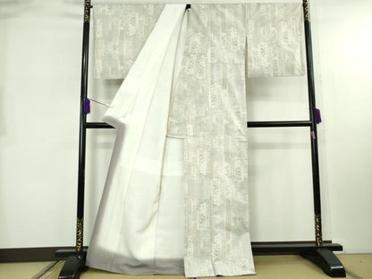 平和屋本店●極上　本場大島紬　白大島　9マルキ　白恵泥　至宝短冊文様　恵大島織物謹製　証紙付き　逸品　DZAB8120kh6
