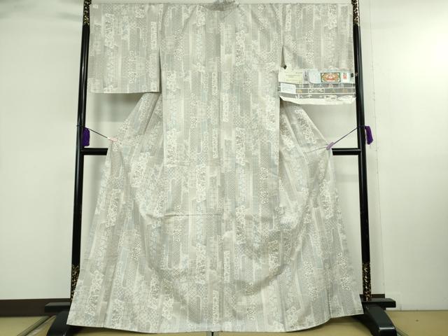 平和屋本店●極上 本場大島紬 白大島 9マルキ 白恵泥　至宝短冊文様　恵大島織物謹製　ほていや扱い　証紙付き　逸品　未使用　DZAB8121kh6