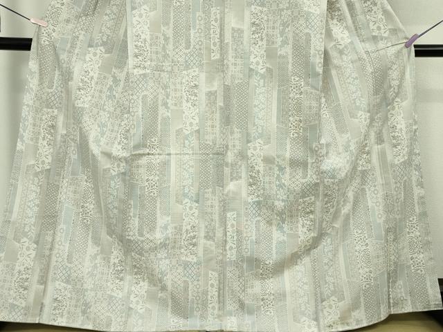 平和屋本店●極上 本場大島紬 白大島 9マルキ 白恵泥　至宝短冊文様　恵大島織物謹製　ほていや扱い　証紙付き　逸品　未使用　DZAB8121kh6