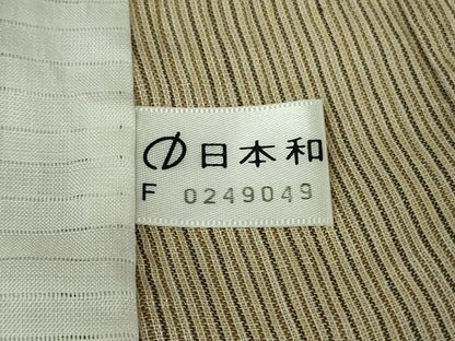 平和屋本店＊極上　夏物　本場小千谷ちぢみ　小千谷織物　麻　縞　枯色地　証紙付き　逸品　未使用　DZAB8126kh6