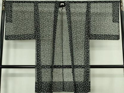 平和屋本店∞極上 夢染人 野村一峰 BANKANわものや 長羽織 オーガンジー スリーシーズン 塵除け 黒地 たとう紙・反端付き 逸品 DZAB8128kh6