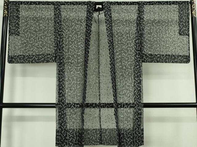 平和屋本店∞極上 夢染人 野村一峰 BANKANわものや 長羽織 オーガンジー スリーシーズン 塵除け 黒地 たとう紙・反端付き 逸品 DZAB8128kh6