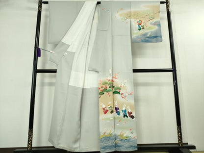 平和屋着物●極上 児島元気 アトリエ 聖jin苑 BANKANわものや 訪問着 駒刺繍 兎 宝尽くし 漁 暈し染め 金彩 たとう紙付き 逸品 DZAB8130kh6