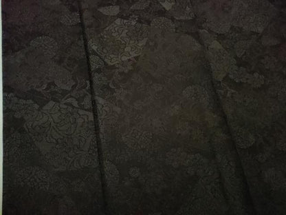 平和屋本店▽極上　前田仁仙　仁仙更紗　お召　単衣　切嵌　花唐草文　黒紅色地　逸品　未使用　DZAB8133kh6