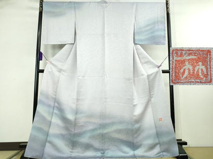 平和屋本店●最高級　二代目　久保田一竹　幻の辻が花　訪問着　背抜き仕立て　暈し染め　金通し地　ロング丈　逸品　DZAB8136kh6