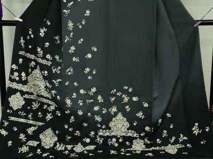 平和屋本店●極上　訪問着　総刺繍　洋花文　暈し染め　金糸　ロング丈　逸品　DZAB8139kh6