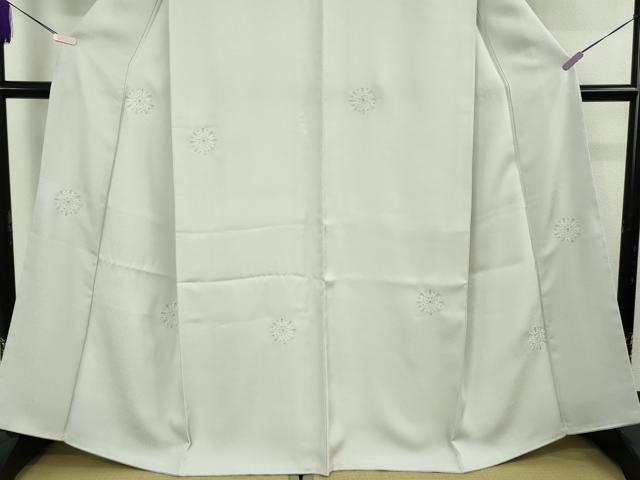 平和屋本店●極上　小紋　総刺繍　花丸文　白梅鼠色地　銀糸　逸品　未使用　DZAB8141kh6