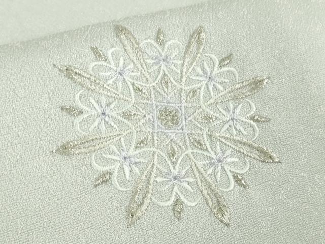 平和屋本店●極上　小紋　総刺繍　花丸文　白梅鼠色地　銀糸　逸品　未使用　DZAB8141kh6