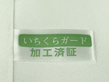 平和屋本店●極上　小紋　総刺繍　花丸文　白梅鼠色地　銀糸　逸品　未使用　DZAB8141kh6