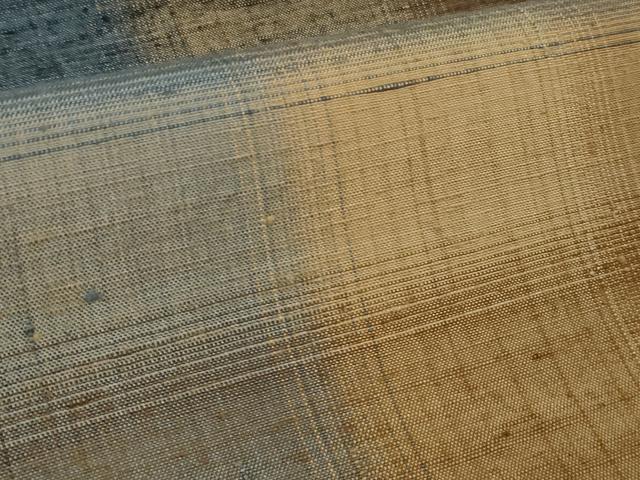 平和屋本店●極上　郡上紬　草木染　宗広ふきゑ作　格子　逸品　未使用　DZAB8150kh6
