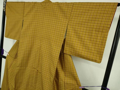 平和屋本店●極上　山下八百子　本場黄八丈　市松綾織　紬　格子　逸品　DZAB8151kh6