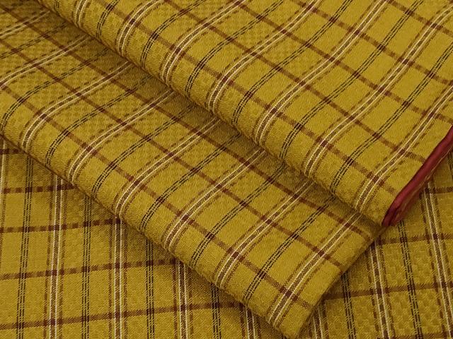 平和屋本店●極上　山下八百子　本場黄八丈　市松綾織　紬　格子　逸品　DZAB8151kh6