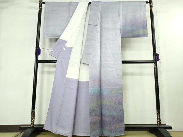 平和屋本店●極上　久保田一竹　幻の辻が花　訪問着　暈し染め　銀通し地　反端付き　逸品　未使用　DZAB8161kh6