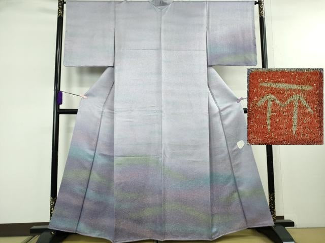 平和屋本店●極上　久保田一竹　幻の辻が花　訪問着　暈し染め　銀通し地　反端付き　逸品　未使用　DZAB8161kh6