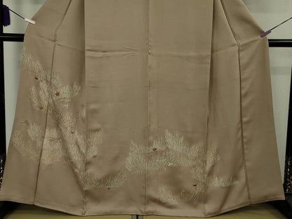 平和屋本店●極上　創業460年・千總　訪問着　刺繍　吹寄せ文　胡桃染色地　金彩　松坂屋扱い　逸品　DZAB8163kh6
