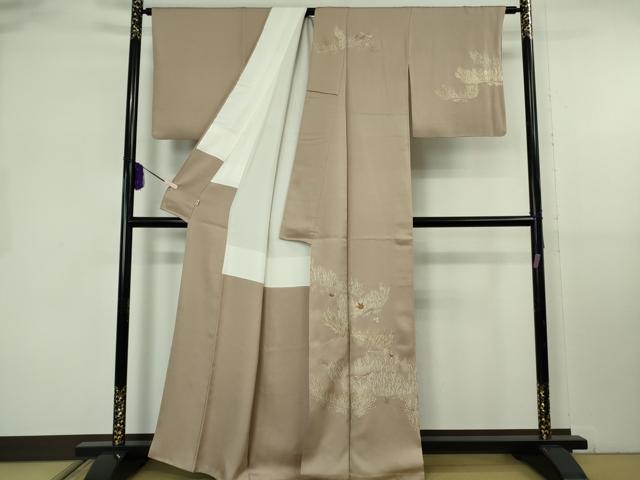 平和屋本店●極上　創業460年・千總　訪問着　刺繍　吹寄せ文　胡桃染色地　金彩　松坂屋扱い　逸品　DZAB8163kh6