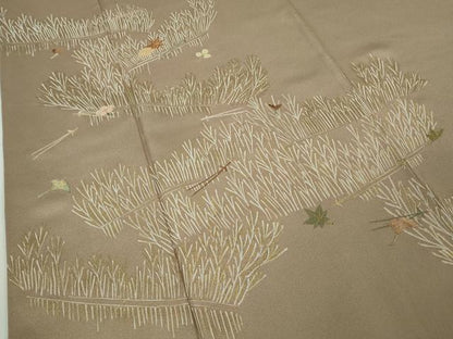 平和屋本店●極上　創業460年・千總　訪問着　刺繍　吹寄せ文　胡桃染色地　金彩　松坂屋扱い　逸品　DZAB8163kh6