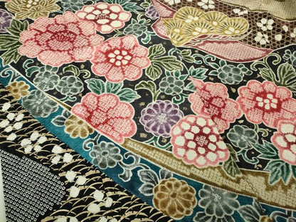 平和屋本店●極上　振袖　総絞り　吉祥花文　暈し染め　金彩　逸品　DZAB8166kh6