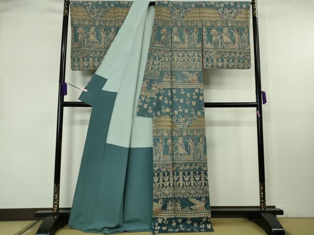 平和屋本店●極上　中国三大刺繍　スワトウ刺繍　汕頭刺繍　相良刺繍　総刺繍　訪問着　エジプト壁画文様　暈し染め　逸品　DZAB8173kh6