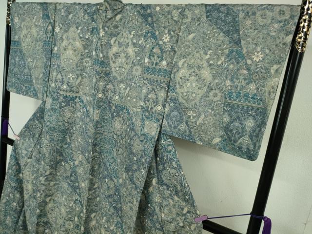 平和屋本店●極上　中国三大刺繍　スワトウ刺繍　汕頭刺繍　訪問着　切嵌花唐草文　金糸　逸品　DZAB8174kh6