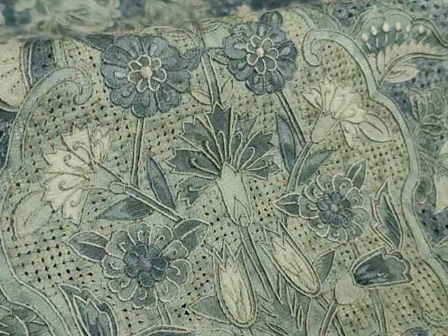 平和屋本店●極上　中国三大刺繍　スワトウ刺繍　汕頭刺繍　訪問着　切嵌花唐草文　金糸　逸品　DZAB8174kh6