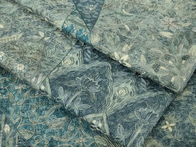 平和屋本店●極上　中国三大刺繍　スワトウ刺繍　汕頭刺繍　訪問着　切嵌花唐草文　金糸　逸品　DZAB8174kh6