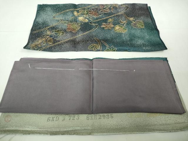 平和屋本店●極上　中国三大刺繍 スワトウ刺繍 汕頭刺繍 総刺繍 小紋 辻が花　葵　暈し染め　金糸　銀通し地　反端付き　逸品　DZAB8175kh6