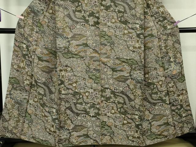 平和屋本店●極上　山岡古都・古都染人　染織美術品　薬墨染　天目織　お召　吉祥花文　逸品　DZAB8176kh6