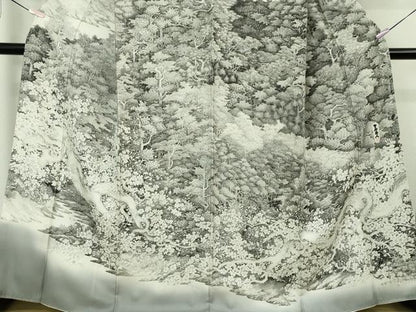 平和屋本店●極上　琉染の創設者　山岡古都　水墨書　訪問着　日本風景　保津峡　逸品　DZAB8177kh6